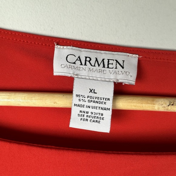 Vintage 00's y2k CARMEN MARC VALVO Red Keyhole Top‎ Blouse Stretch Women XL NEW - Picture 3 of 5